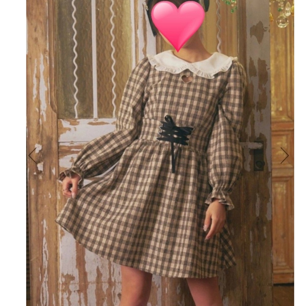 Ank Rouge Coquette Lolita PeterPan Collar Plaid SchoolGirl Corset BabyDoll Dress